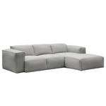 Ecksofa HUDSON 3-Sitzer mit Longchair Webstoff Anda II: Silber - Breite: 251 cm - Longchair davorstehend rechts