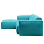 Ecksofa HUDSON 3-Sitzer mit Longchair Webstoff Anda II: Türkis - Breite: 251 cm - Longchair davorstehend links