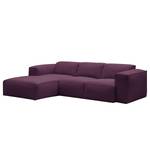 Hoekbank HUDSON 3-zits met chaise longue Geweven stof Anda II: Paars - Breedte: 251 cm - Longchair vooraanzicht links