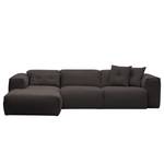 Ecksofa HUDSON 3-Sitzer mit Longchair Webstoff Anda II: Anthrazit - Breite: 284 cm - Longchair davorstehend links