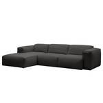 Ecksofa HUDSON 3-Sitzer mit Longchair Webstoff Milan: Anthrazit - Breite: 284 cm - Longchair davorstehend links