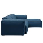 Hoekbank HUDSON 3-zits met chaise longue Geweven stof Anda II: Blauw - Breedte: 284 cm - Longchair vooraanzicht rechts
