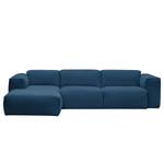 Hoekbank HUDSON 3-zits met chaise longue Geweven stof Anda II: Blauw - Breedte: 284 cm - Longchair vooraanzicht links