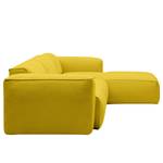 Canapé d’angle 3 places HUDSON Tissu Milan : Jaune - Largeur : 284 cm - Méridienne courte à droite (vue de face)