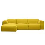 Ecksofa HUDSON 3-Sitzer mit Longchair Webstoff Milan: Gelb - Breite: 284 cm - Longchair davorstehend links