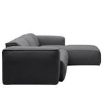 Ecksofa HUDSON 3-Sitzer mit Longchair Webstoff Anda II: Grau - Breite: 284 cm - Longchair davorstehend rechts