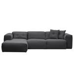 Ecksofa HUDSON 3-Sitzer mit Longchair Webstoff Anda II: Grau - Breite: 284 cm - Longchair davorstehend links