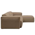 Ecksofa HUDSON 3-Sitzer mit Longchair Webstoff Milan: Grau-Braun - Breite: 284 cm - Longchair davorstehend rechts