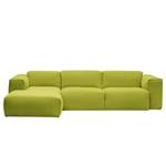 Hoekbank HUDSON 3-zits met chaise longue Geweven stof Anda II: Groen - Breedte: 284 cm - Longchair vooraanzicht links