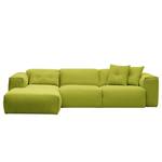 Hoekbank HUDSON 3-zits met chaise longue Geweven stof Anda II: Groen - Breedte: 284 cm - Longchair vooraanzicht links