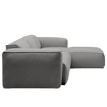 Ecksofa HUDSON 3-Sitzer mit Longchair Webstoff Milan: Hellgrau - Breite: 284 cm - Longchair davorstehend rechts