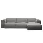 Ecksofa HUDSON 3-Sitzer mit Longchair Webstoff Milan: Hellgrau - Breite: 284 cm - Longchair davorstehend rechts