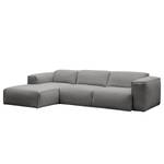 Hoekbank HUDSON 3-zits met chaise longue Geweven stof Milan: Lichtgrijs - Breedte: 284 cm - Longchair vooraanzicht links