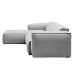 Hoekbank HUDSON 3-zits met chaise longue Geweven stof Saia: Lichtgrijs - Breedte: 284 cm - Longchair vooraanzicht links