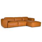 Ecksofa HUDSON 3-Sitzer mit Longchair Echtleder Neka: Cognac - Breite: 284 cm - Longchair davorstehend rechts