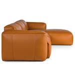 Ecksofa HUDSON 3-Sitzer mit Longchair Echtleder Neka: Cognac - Breite: 284 cm - Longchair davorstehend rechts