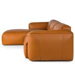 Ecksofa HUDSON 3-Sitzer mit Longchair Echtleder Neka: Cognac - Breite: 284 cm - Longchair davorstehend links