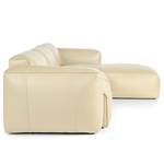 Ecksofa HUDSON 3-Sitzer mit Longchair Echtleder Neka: Creme - Breite: 284 cm - Longchair davorstehend rechts