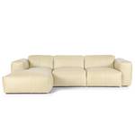 Ecksofa HUDSON 3-Sitzer mit Longchair Echtleder Neka: Creme - Breite: 284 cm - Longchair davorstehend links