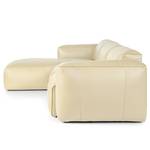 Ecksofa HUDSON 3-Sitzer mit Longchair Echtleder Neka: Creme - Breite: 284 cm - Longchair davorstehend links