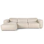 Ecksofa HUDSON 3-Sitzer mit Longchair Echtleder Neka: Hellgrau - Breite: 284 cm - Longchair davorstehend links