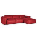 Ecksofa HUDSON 3-Sitzer mit Longchair Echtleder Neka: Rot - Breite: 284 cm - Longchair davorstehend rechts