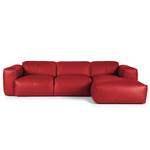 Ecksofa HUDSON 3-Sitzer mit Longchair Echtleder Neka: Rot - Breite: 284 cm - Longchair davorstehend rechts