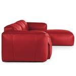 Hoekbank HUDSON 3-zits met chaise longue Echt leer Neka: Rood - Breedte: 284 cm - Longchair vooraanzicht rechts