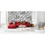 Hoekbank HUDSON 3-zits met chaise longue Echt leer Neka: Rood - Breedte: 284 cm - Longchair vooraanzicht links