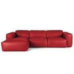 Hoekbank HUDSON 3-zits met chaise longue Echt leer Neka: Rood - Breedte: 284 cm - Longchair vooraanzicht links