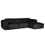 Ecksofa HUDSON 3-Sitzer mit Longchair Echtleder Neka: Schwarz - Breite: 284 cm - Longchair davorstehend rechts