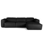 Ecksofa HUDSON 3-Sitzer mit Longchair Echtleder Neka: Schwarz - Breite: 284 cm - Longchair davorstehend rechts