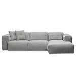 Ecksofa HUDSON 3-Sitzer mit Longchair Webstoff Anda II: Silber - Breite: 284 cm - Longchair davorstehend rechts