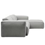 Ecksofa HUDSON 3-Sitzer mit Longchair Webstoff Anda II: Silber - Breite: 284 cm - Longchair davorstehend rechts