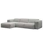 Ecksofa HUDSON 3-Sitzer mit Longchair Webstoff Anda II: Silber - Breite: 284 cm - Longchair davorstehend links