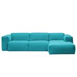 Ecksofa HUDSON 3-Sitzer mit Longchair Webstoff Anda II: Türkis - Breite: 284 cm - Longchair davorstehend rechts