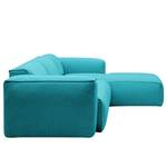 Ecksofa HUDSON 3-Sitzer mit Longchair Webstoff Anda II: Türkis - Breite: 284 cm - Longchair davorstehend rechts