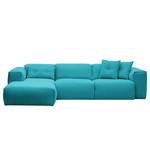 Ecksofa HUDSON 3-Sitzer mit Longchair Webstoff Anda II: Türkis - Breite: 284 cm - Longchair davorstehend links