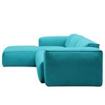 Ecksofa HUDSON 3-Sitzer mit Longchair Webstoff Anda II: Türkis - Breite: 284 cm - Longchair davorstehend links