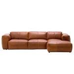 Ecksofa HUDSON 3-Sitzer mit Longchair Echtleder Dub: Braun - Breite: 284 cm - Longchair davorstehend rechts