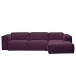 Hoekbank HUDSON 3-zits met chaise longue Geweven stof Anda II: Paars - Breedte: 284 cm - Longchair vooraanzicht rechts