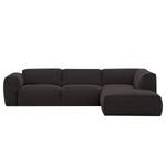 Ecksofa HUDSON 3-Sitzer mit Recamiere Webstoff Anda II: Anthrazit - Longchair davorstehend rechts