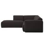 Ecksofa HUDSON 3-Sitzer mit Recamiere Webstoff Anda II: Anthrazit - Longchair davorstehend links