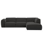 Ecksofa HUDSON 3-Sitzer mit Recamiere Webstoff Milan: Anthrazit - Longchair davorstehend rechts