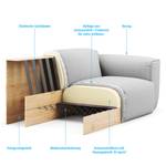 Ecksofa HUDSON 3-Sitzer mit Recamiere Webstoff Milan: Anthrazit - Longchair davorstehend rechts