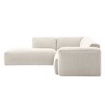 Ecksofa HUDSON 3-Sitzer mit Recamiere Webstoff Saia: Beige - Longchair davorstehend links