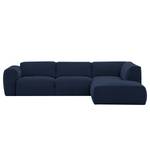 Ecksofa HUDSON 3-Sitzer mit Recamiere Webstoff Milan: Dunkelblau - Longchair davorstehend rechts