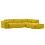 Ecksofa HUDSON 3-Sitzer mit Recamiere Webstoff Milan: Gelb - Longchair davorstehend rechts