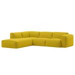 Ecksofa HUDSON 3-Sitzer mit Recamiere Webstoff Milan: Gelb - Longchair davorstehend links