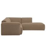 Ecksofa HUDSON 3-Sitzer mit Recamiere Webstoff Milan: Grau-Braun - Longchair davorstehend rechts